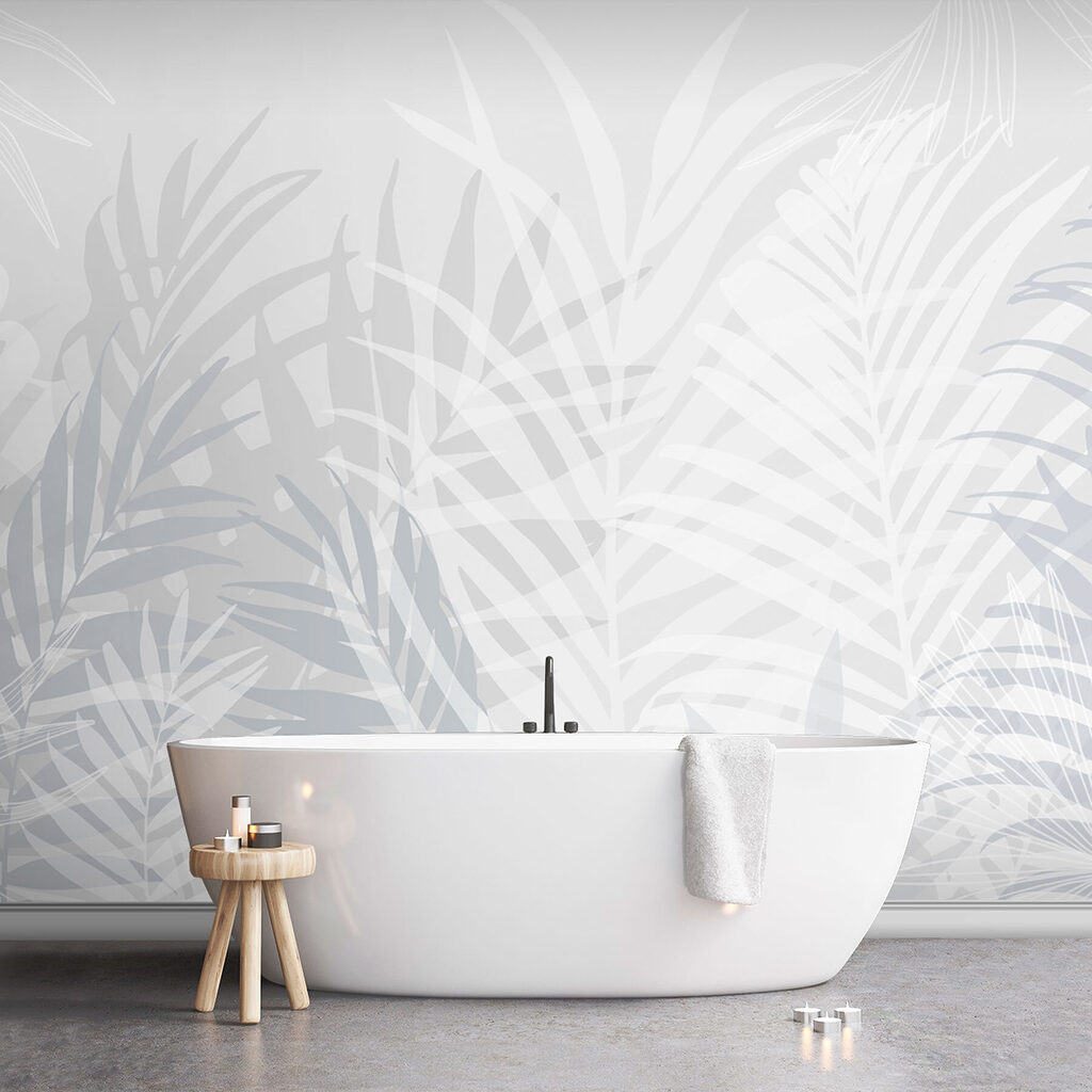 Grey and white background with leaves Grey and white background with leaves