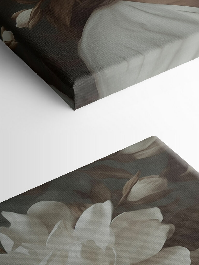 Woman with flowers around her face