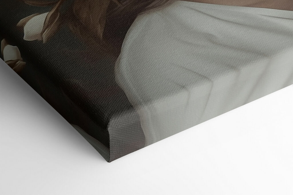 Woman with flowers around her face