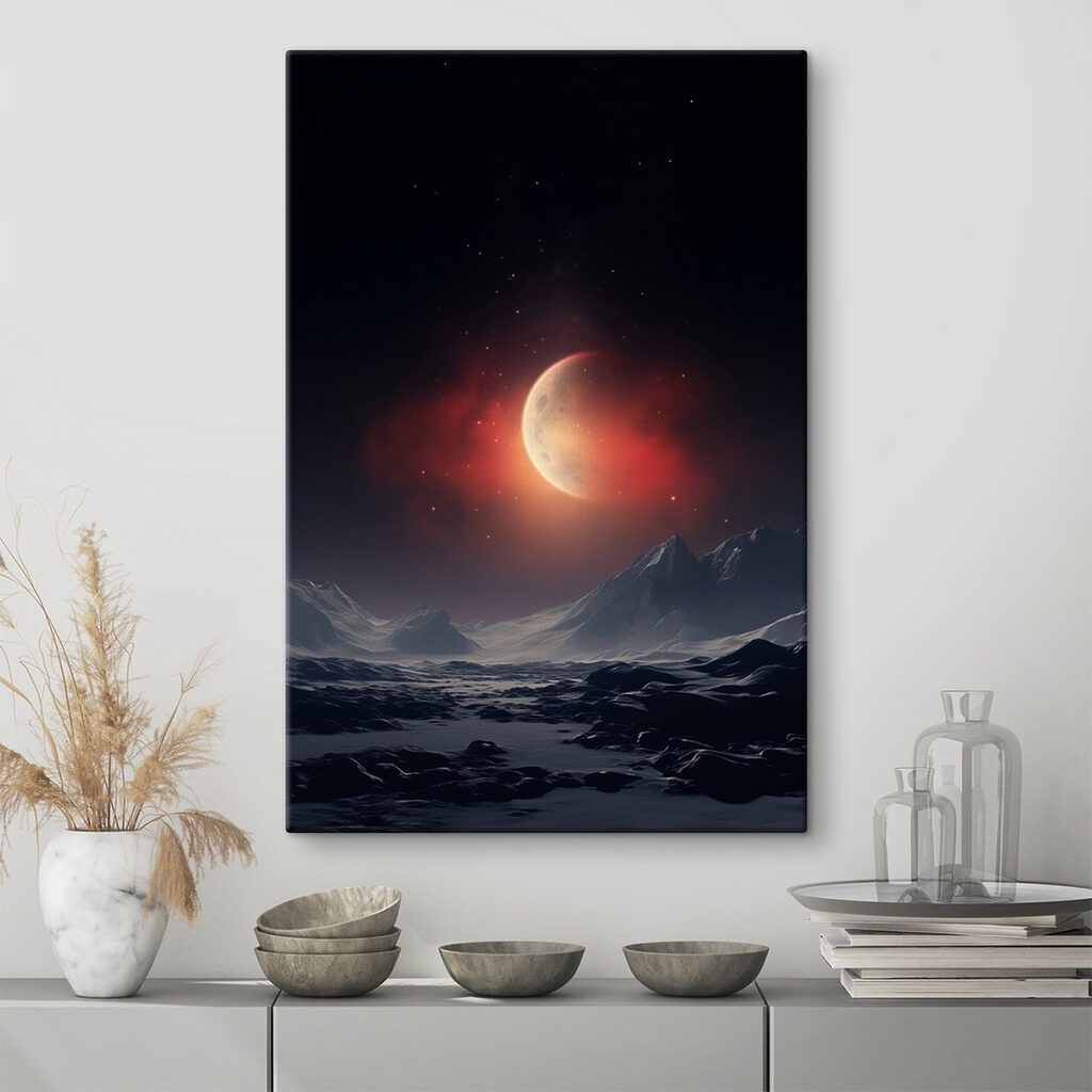 Moon in the sky over mountains