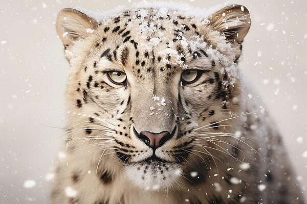 Snežný leopard so snehom na hlave Snežný leopard so snehom na hlave