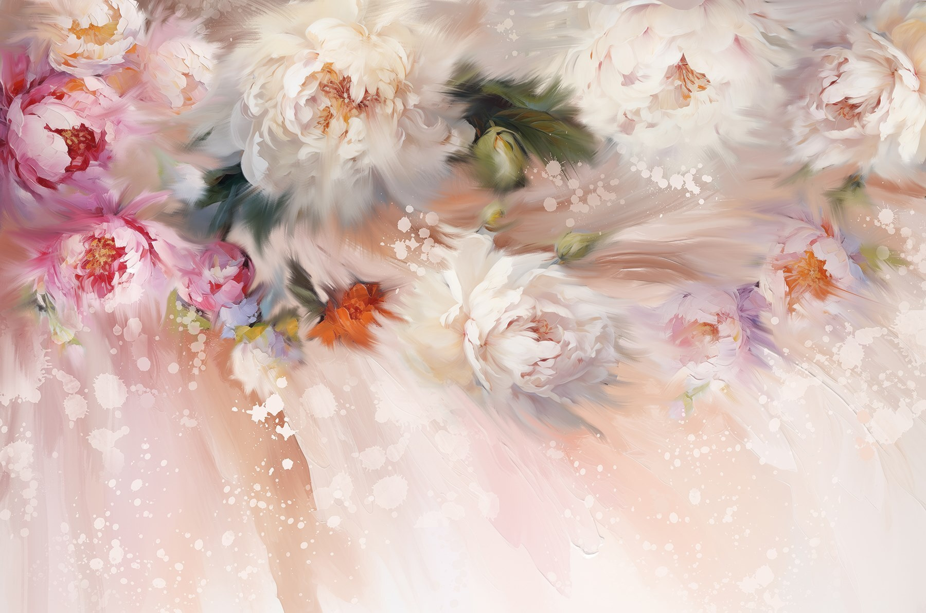 Painting of flowers on a pink background