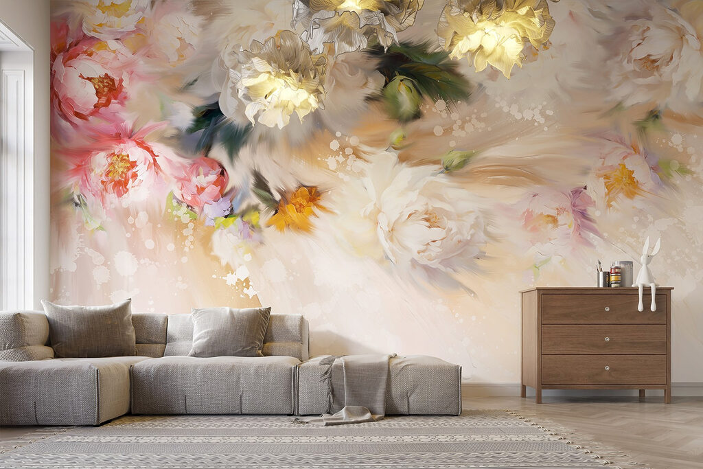 Painting of flowers on a white background