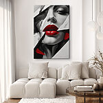 Obraz Červené pery uprostred abstraktného dizajnu