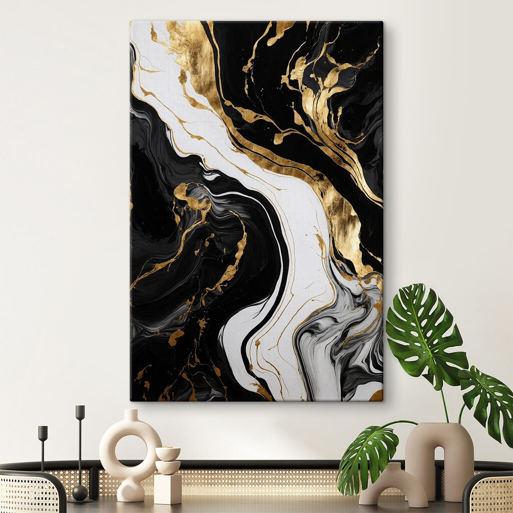 Abstract swirls of black and white