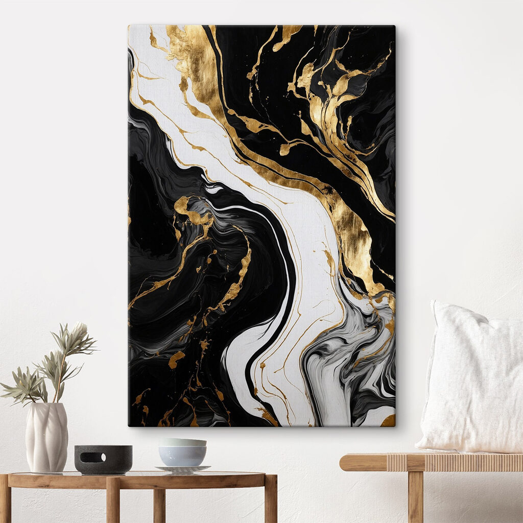 Abstract swirls of black and white