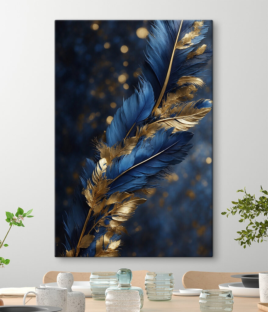 Vibrant feathers against a dark backdrop Vibrant feathers against a dark backdrop