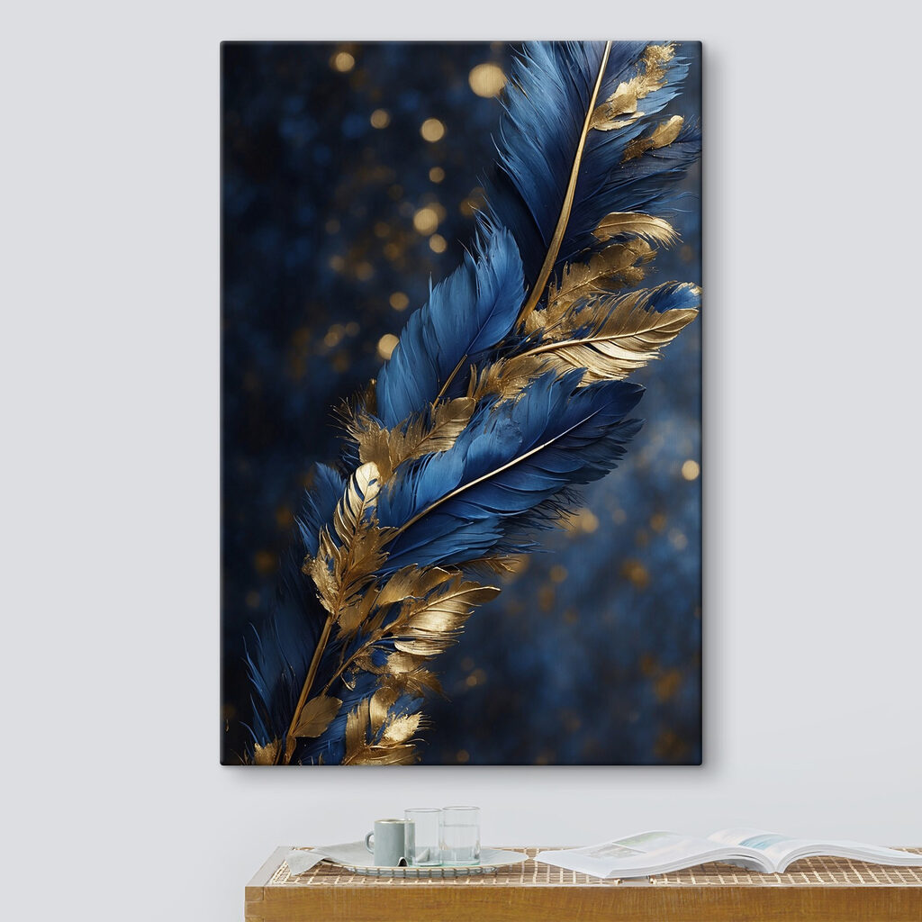 Vibrant feathers against a dark backdrop Vibrant feathers against a dark backdrop