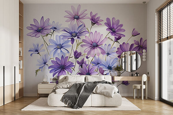 Fototapety Skupina fialových a modrých kvetov (Katalógové číslo: w02048) Fototapety Fototapety Skupina fialových a modrých kvetov (Katalógové číslo: w02048)