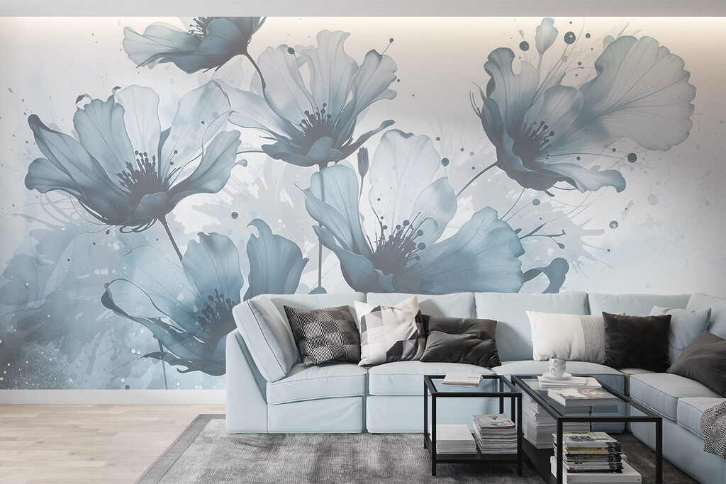 Group of flowers with blue and white colors Group of flowers with blue and white colors