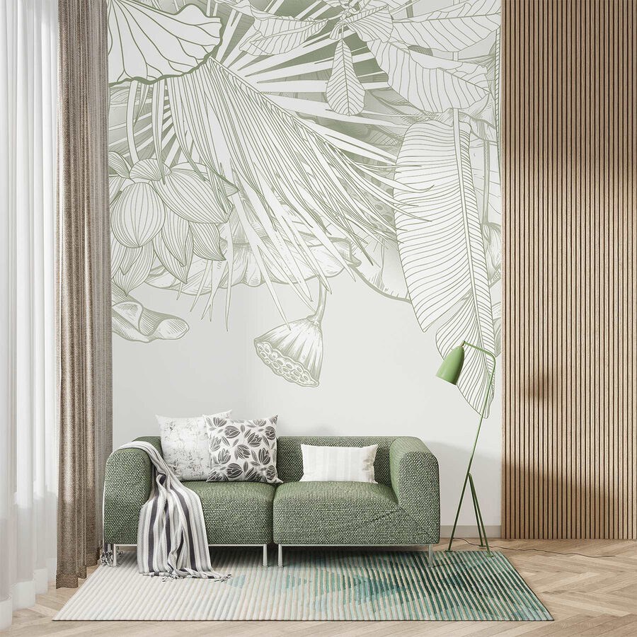 Jemné líniové umenie tropickej flóry
