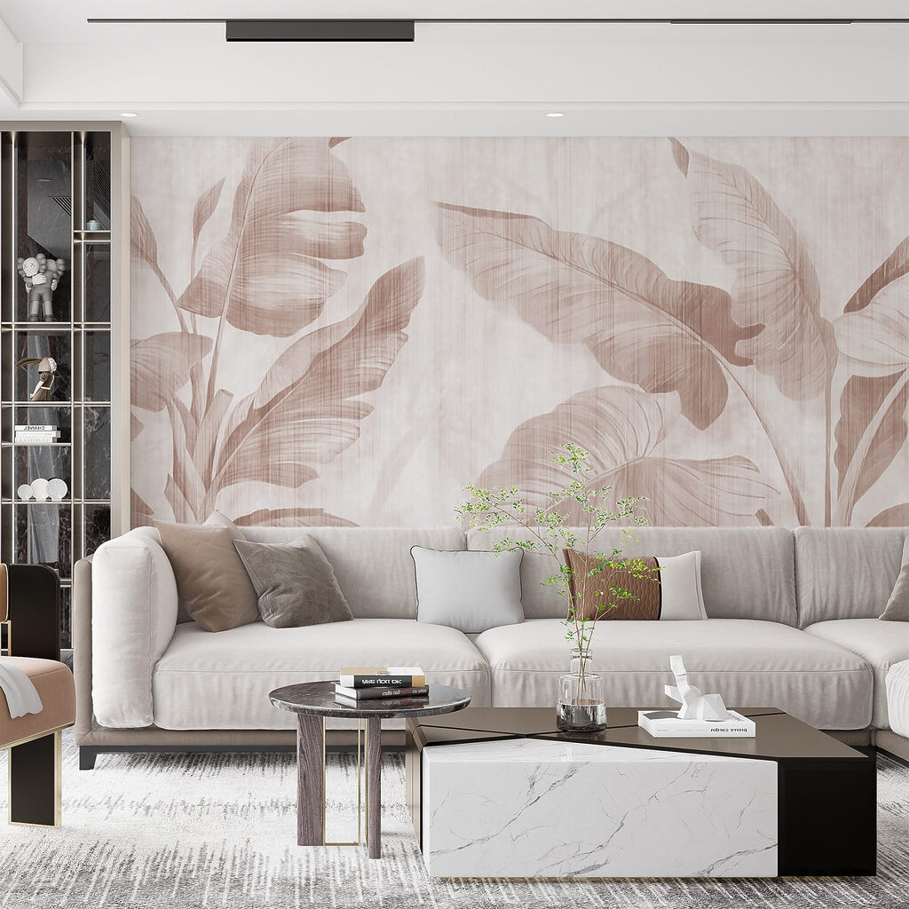 Soft tropical leaves on a muted background Soft tropical leaves on a muted background