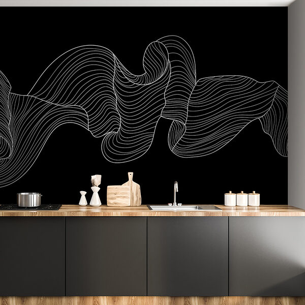 Biele línie na čiernom pozadí Fototapety Biele línie na čiernom pozadí