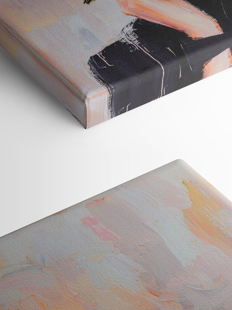 Painting of a woman holding flowers Painting of a woman holding flowers