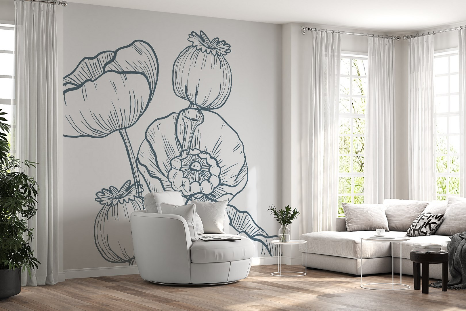 Drawing of flowers and buds Drawing of flowers and buds