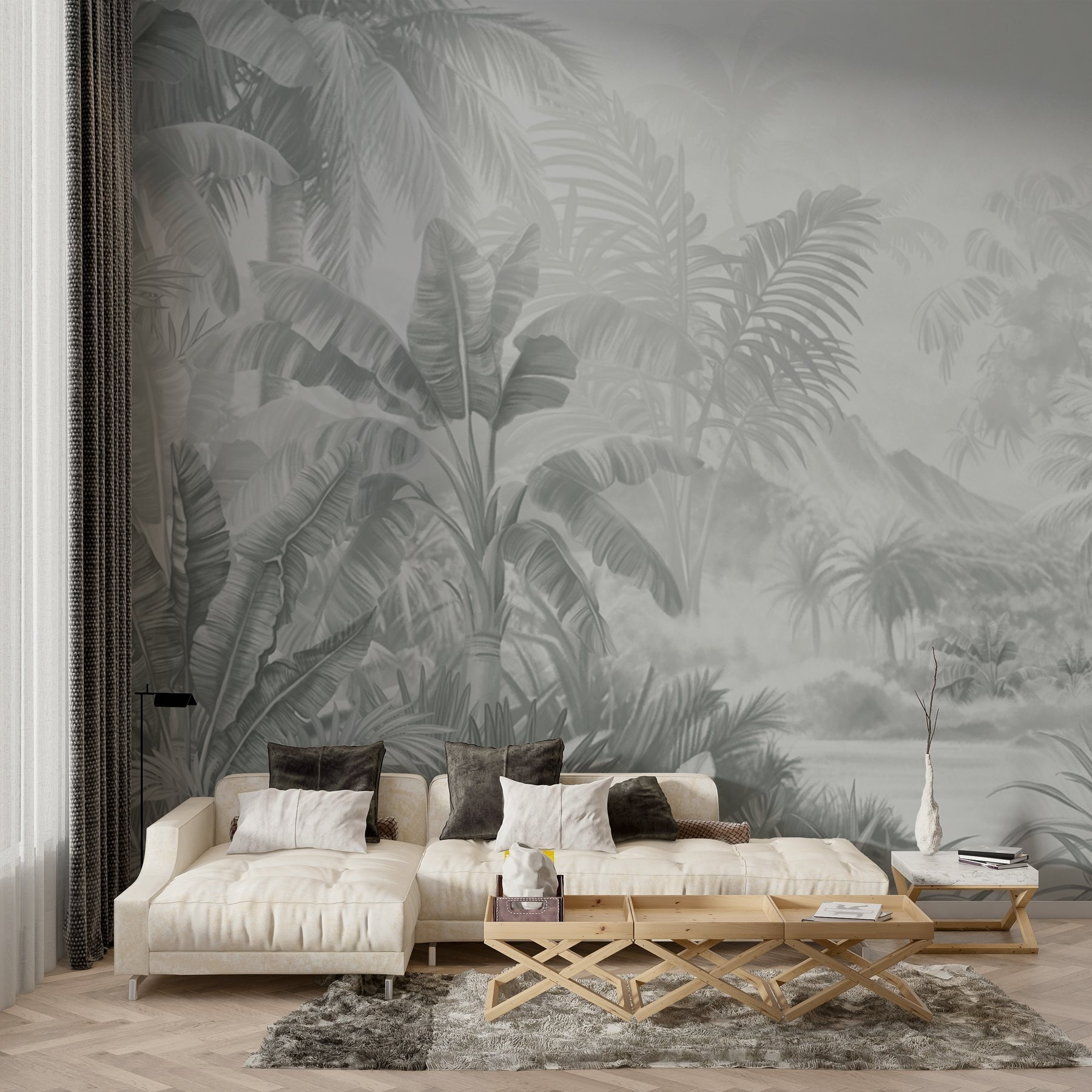 Greyscale image of a tropical forest Greyscale image of a tropical forest