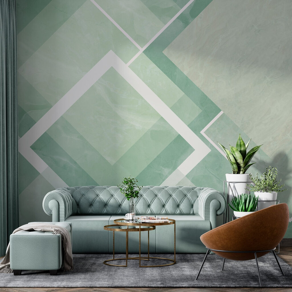 Green and white tile with white lines Green and white tile with white lines