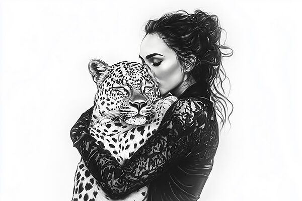 Žena objímajúca leoparda Žena objímajúca leoparda