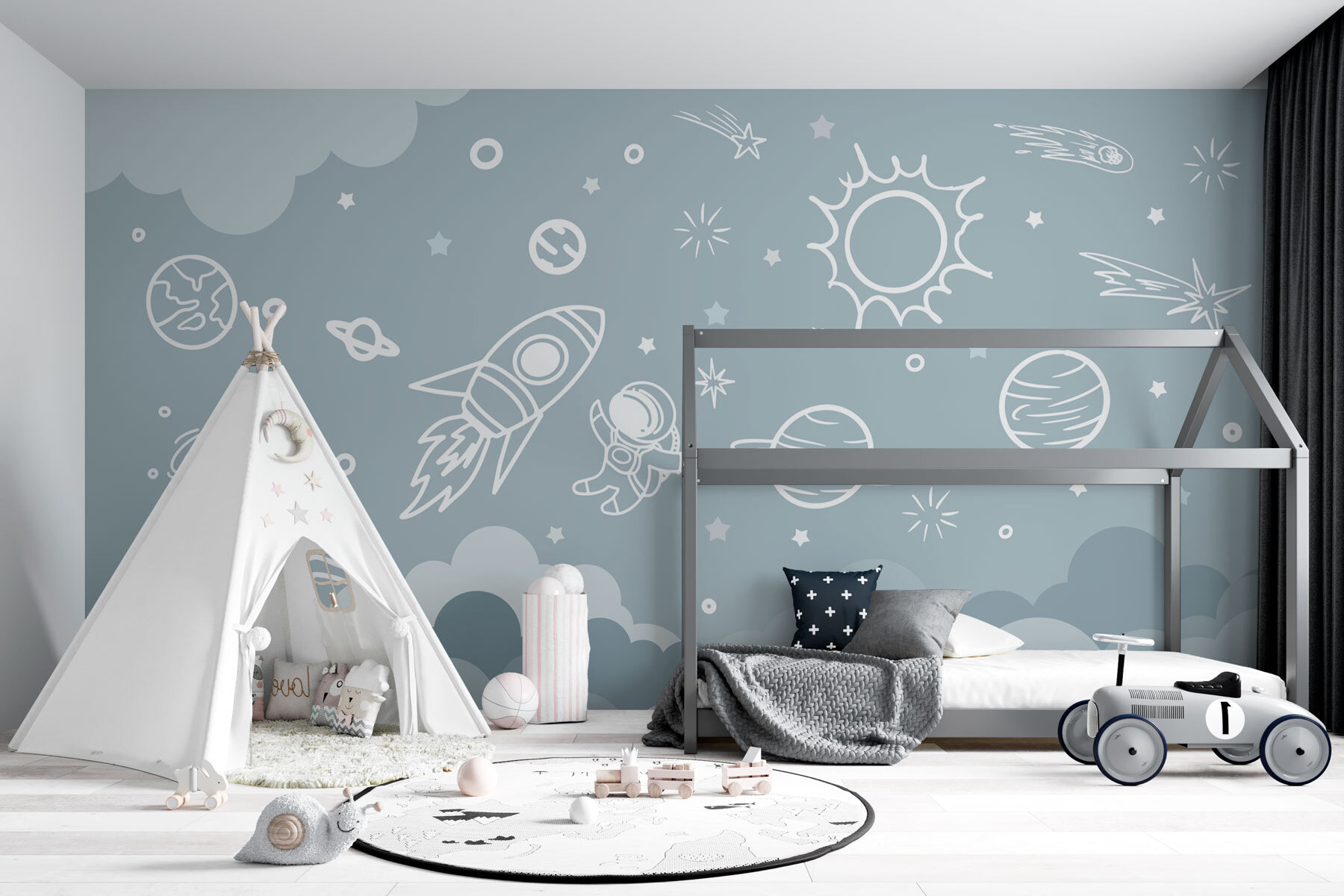 Space scene with clouds and stars Space scene with clouds and stars