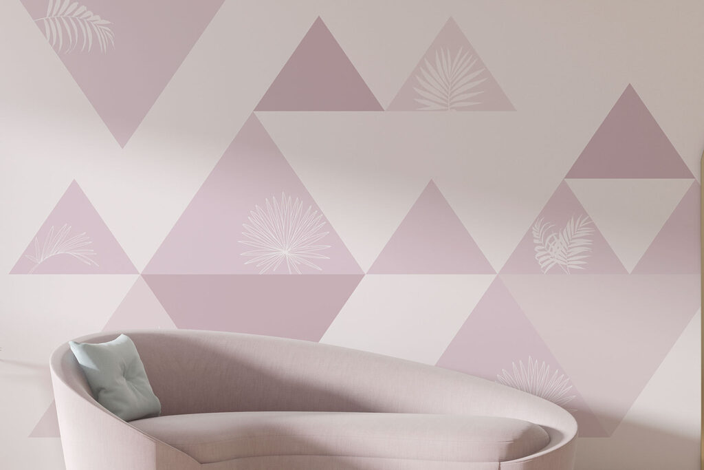 Pink triangles with white flowers Pink triangles with white flowers