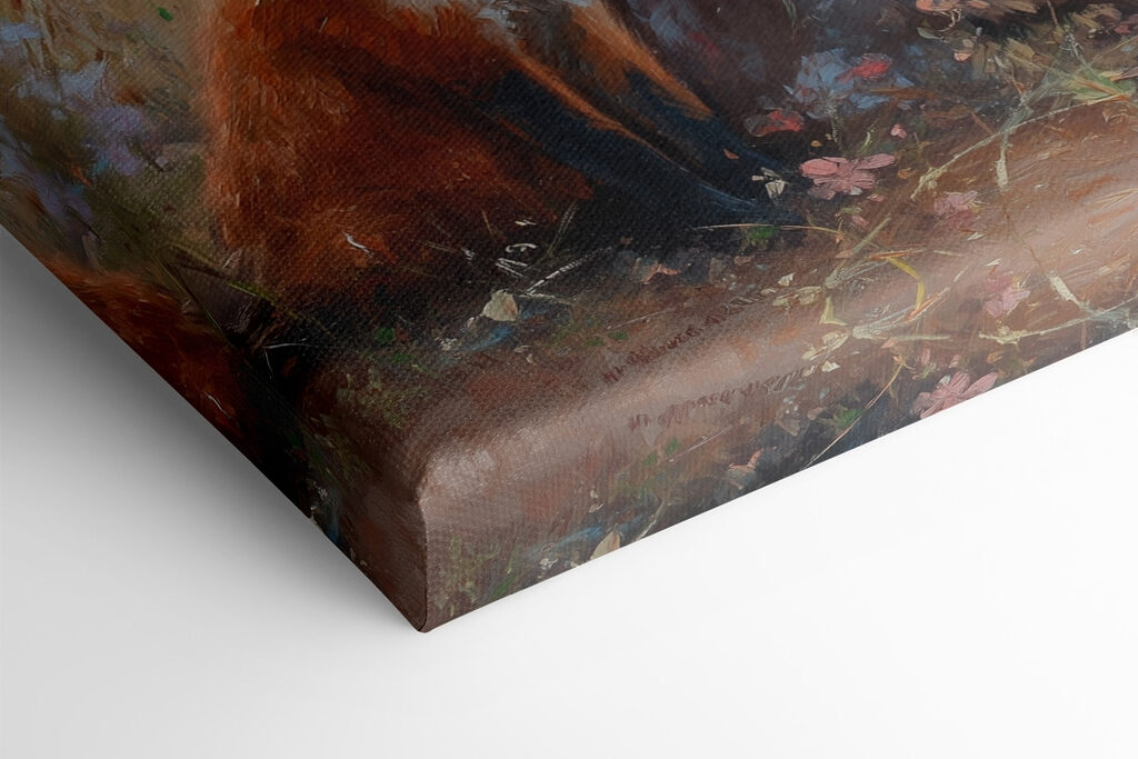 Painting of a woman with foxes Painting of a woman with foxes