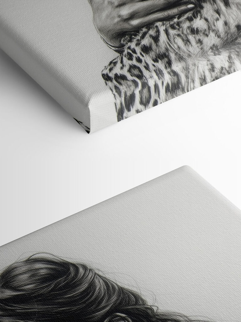 Drawing of a woman hugging a leopard Drawing of a woman hugging a leopard