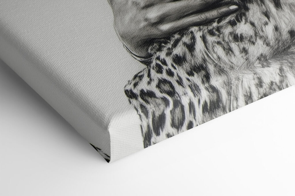 Drawing of a woman hugging a leopard Drawing of a woman hugging a leopard