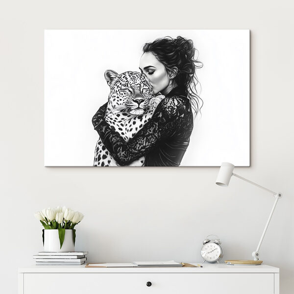 Žena objímajúca leoparda Žena objímajúca leoparda