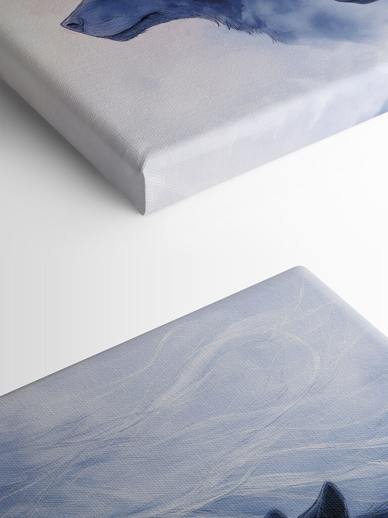 Woman with white hair and wolfs