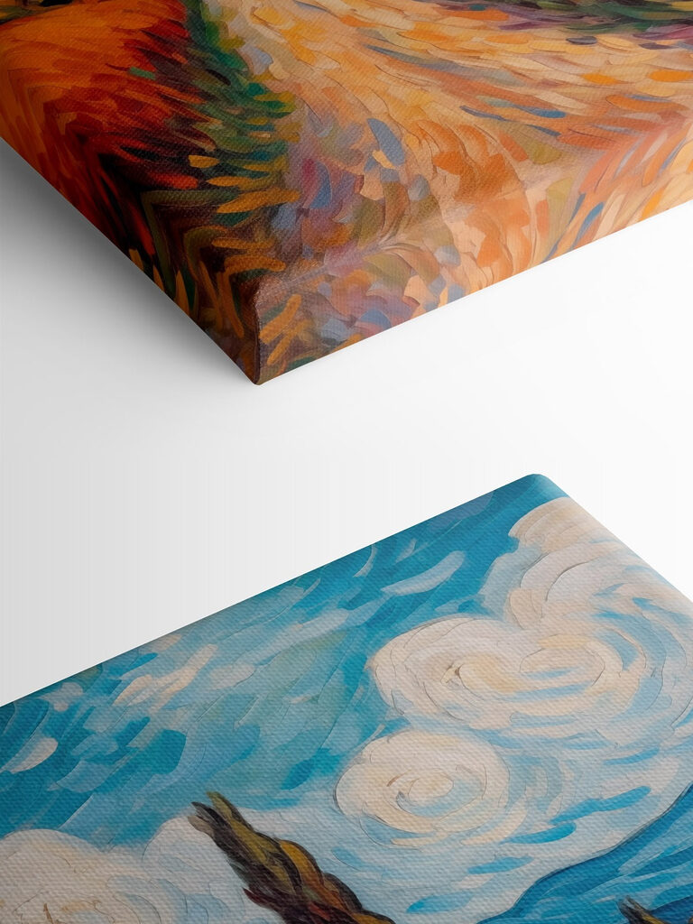 Painting of a house in a wheat field Painting of a house in a wheat field