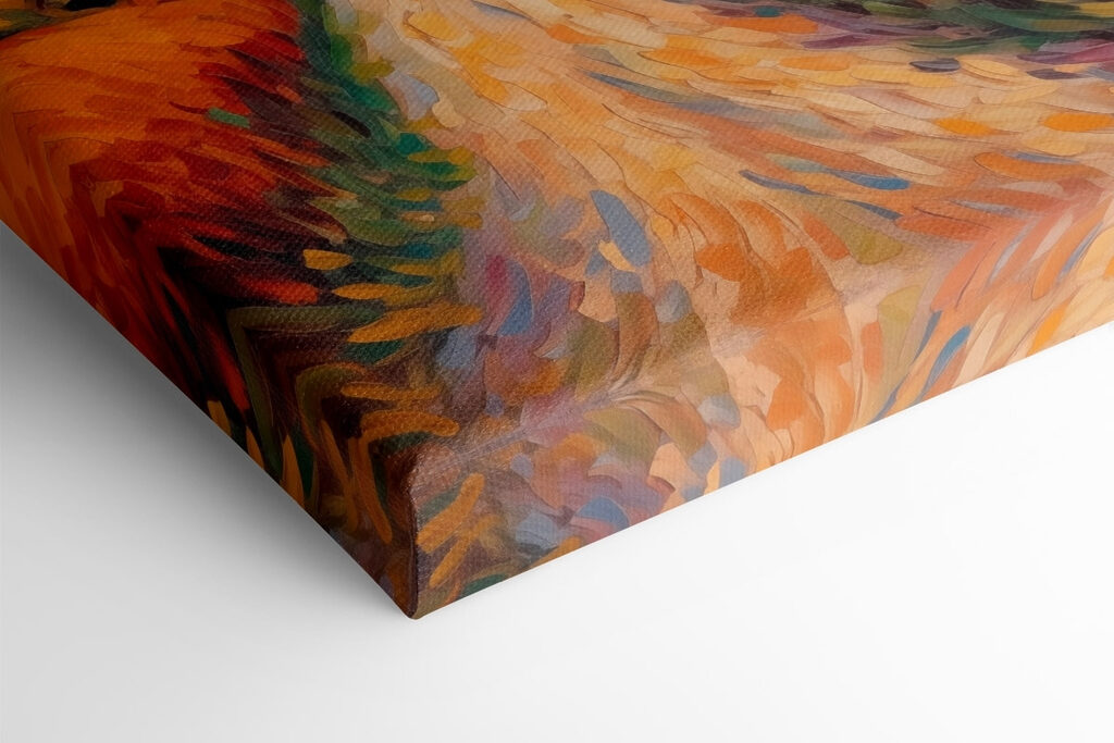 Painting of a house in a wheat field Painting of a house in a wheat field