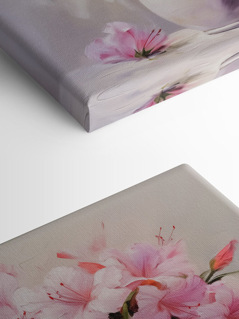 Painting of pink flowers in a vase