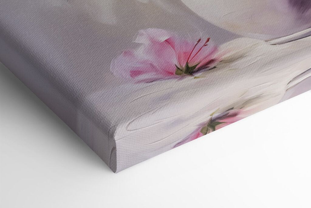 Painting of pink flowers in a vase