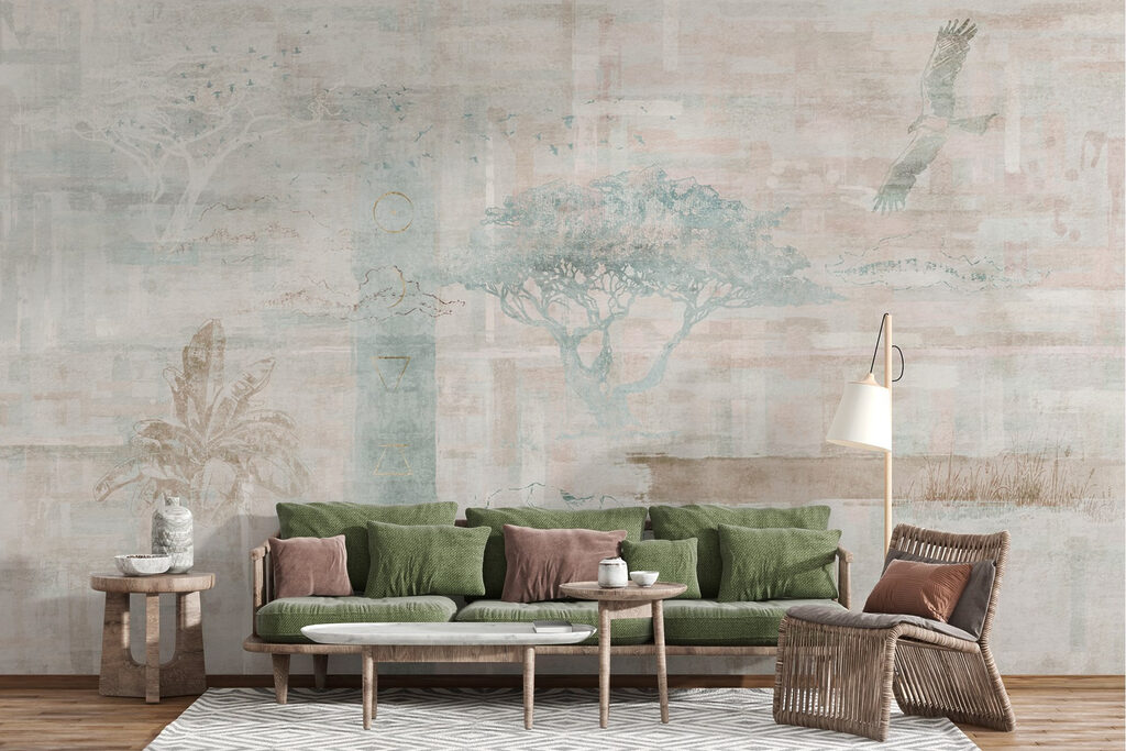 Wallpaper with trees and birds Wallpaper with trees and birds