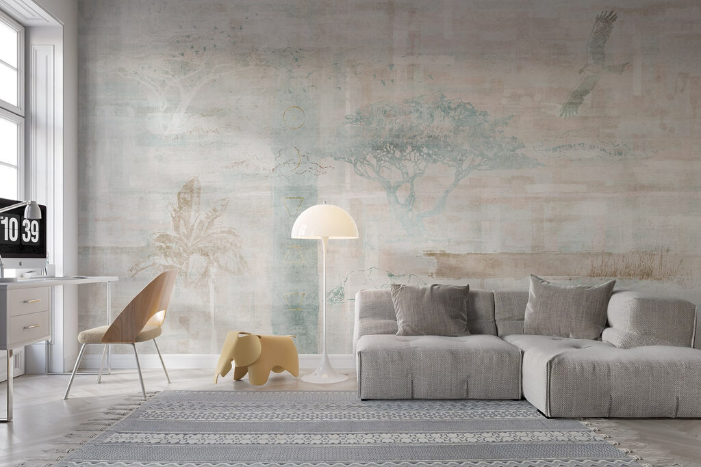 Wallpaper with trees and birds Wallpaper with trees and birds