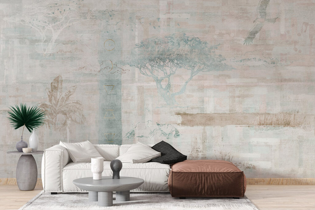 Wallpaper with trees and birds Wallpaper with trees and birds