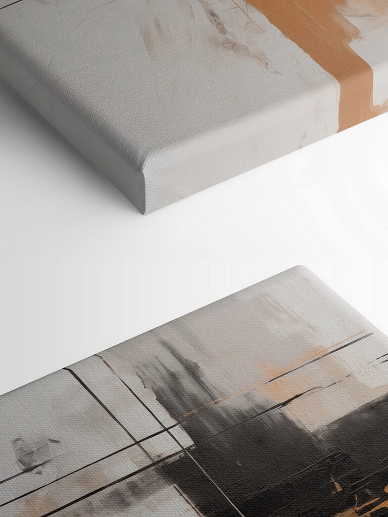 Painting of black and orange paint Painting of black and orange paint