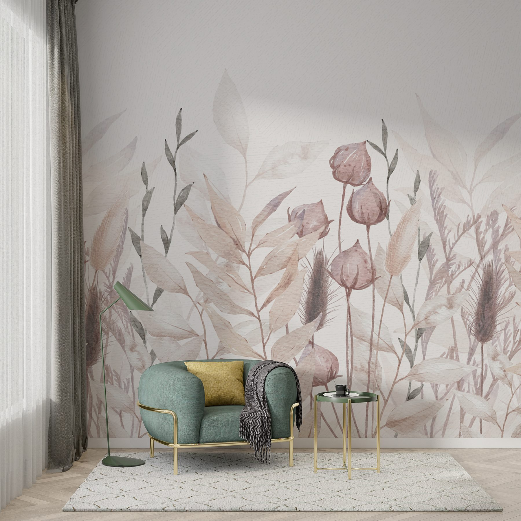 Painting of plants and leaves