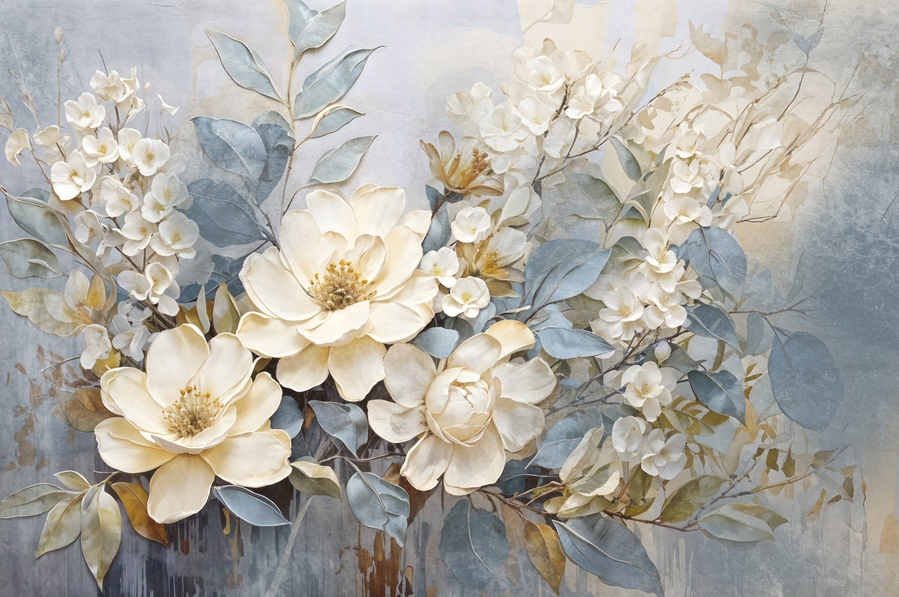 Painting of flowers and leaves Painting of flowers and leaves