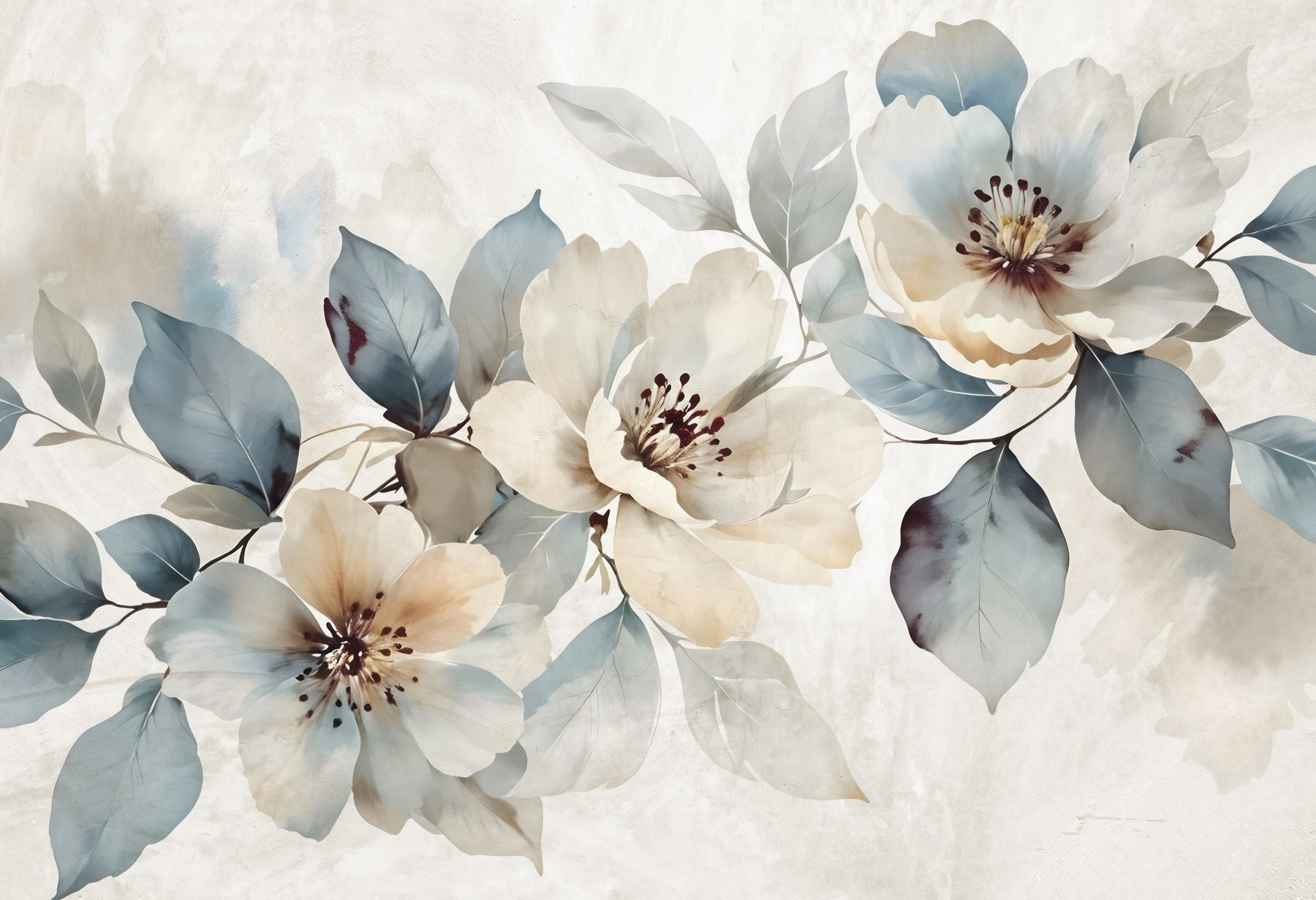 Painting of flowers and leaves Painting of flowers and leaves