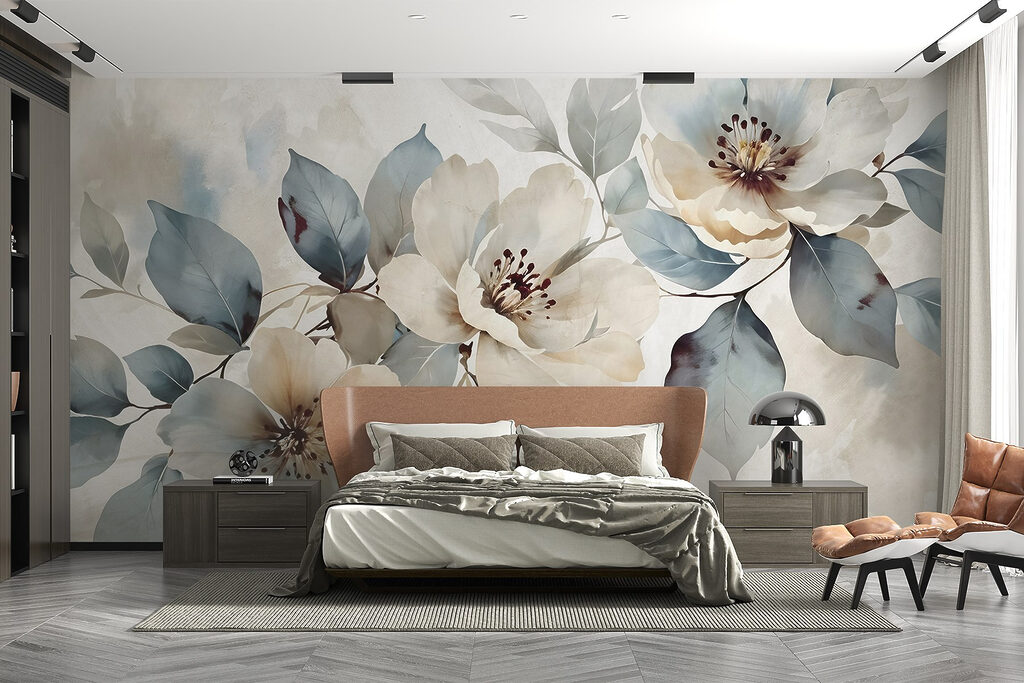 Painting of flowers and leaves Painting of flowers and leaves