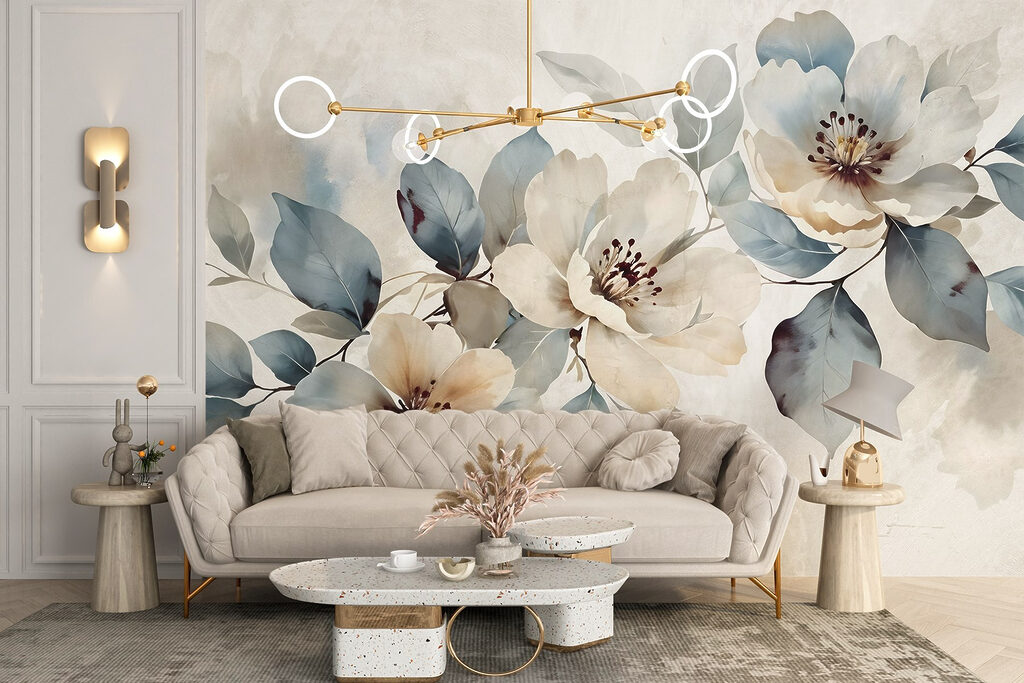 Painting of flowers and leaves Painting of flowers and leaves