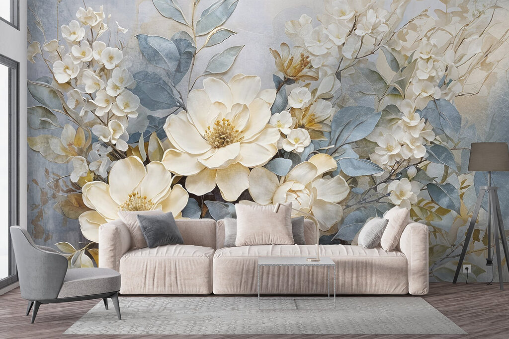 Painting of flowers and leaves Painting of flowers and leaves