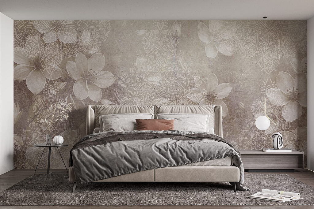 White flowers on a grey background