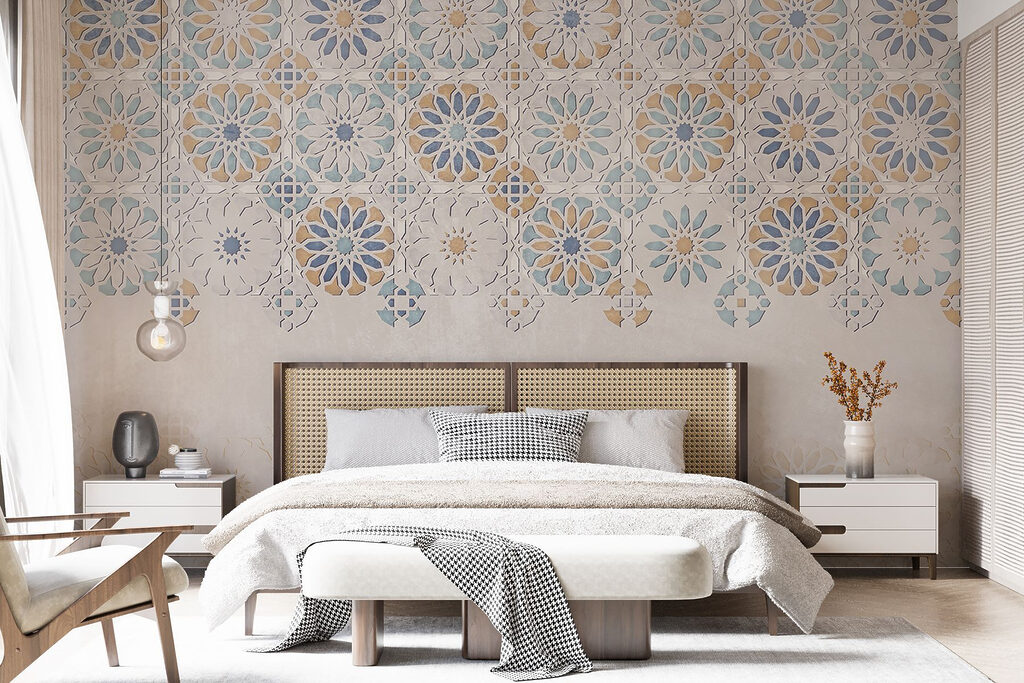 Wall with a pattern of flowers