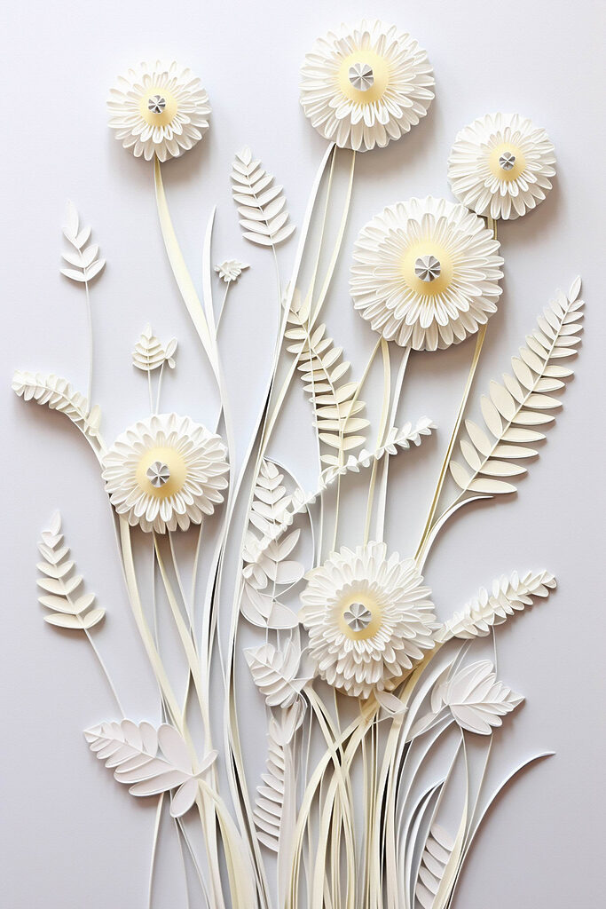 White paper cutout flowers