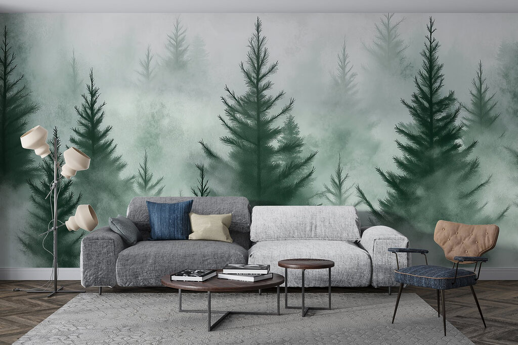 Group of trees in the fog Group of trees in the fog