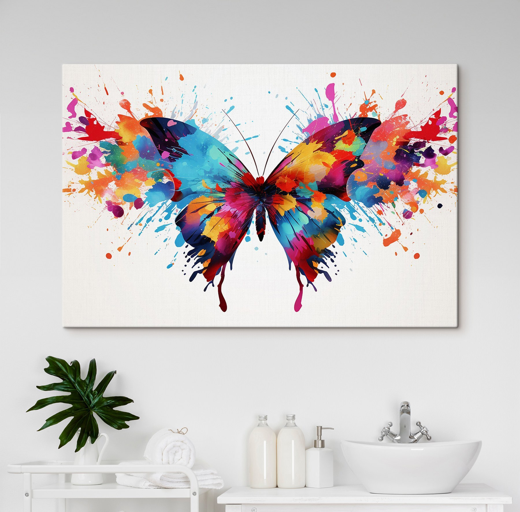 Colorful butterfly with paint splashes Colorful butterfly with paint splashes