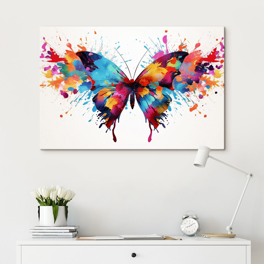 Colorful butterfly with paint splashes Colorful butterfly with paint splashes