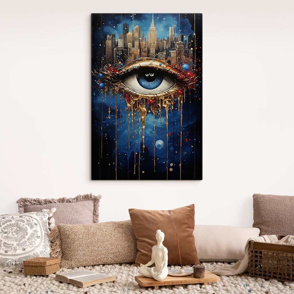 Mysterious eye with city reflection